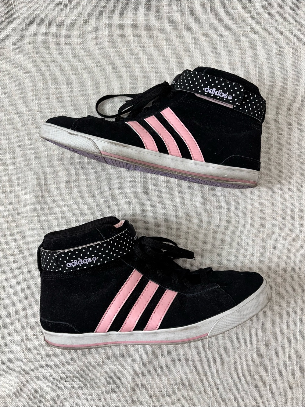 adidas NEO Daily Twist Mid High-Top Sneakers  Suede Leather Black Pink 9